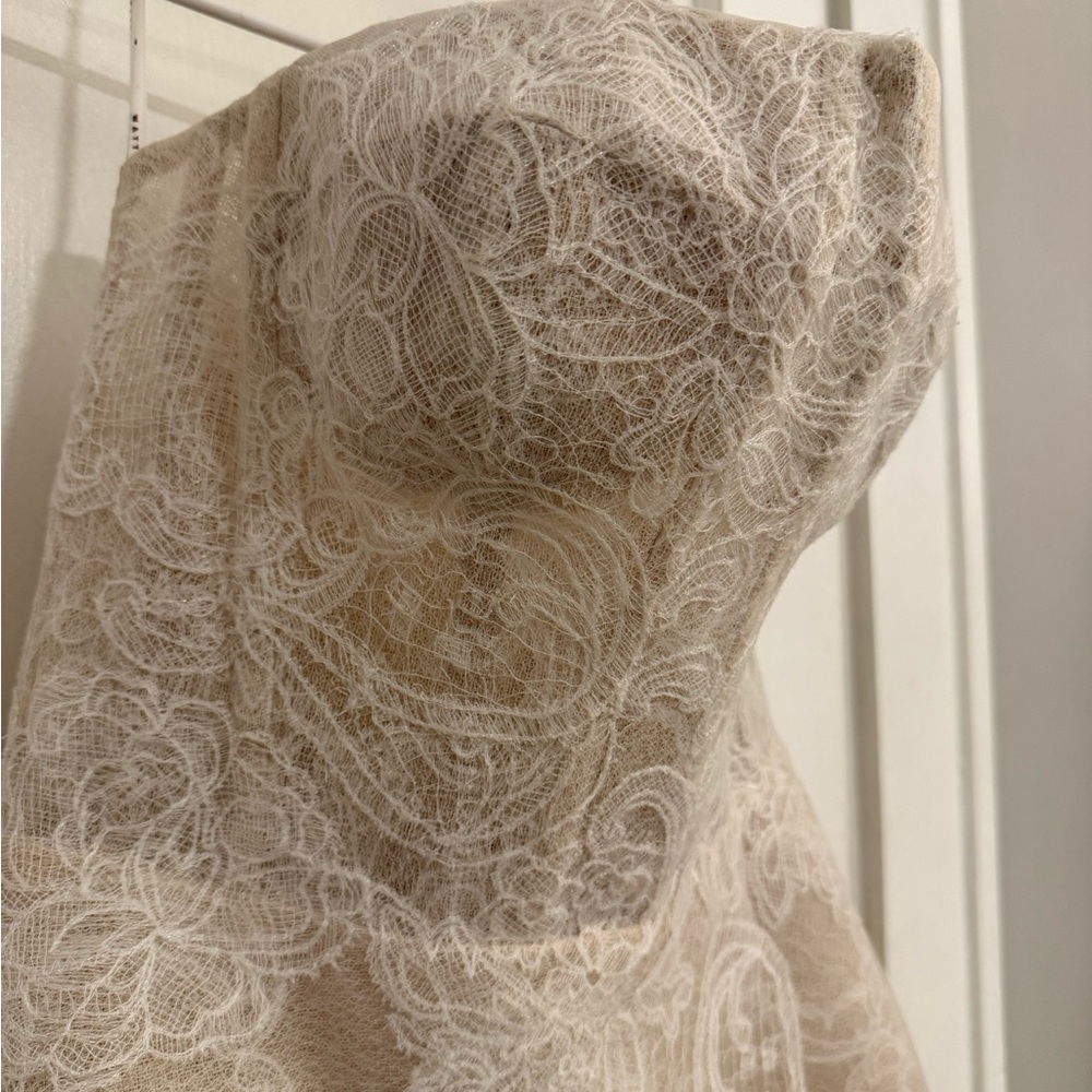 STUNNING Watters Strapless A Line Lace Wedding dress. Size 8 - Picture 11 of 13